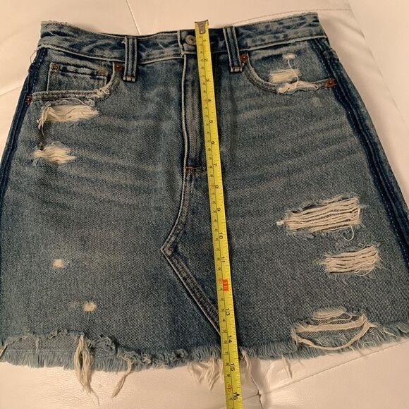 Abercrombie & Fitch Zoe Natural Rise Vintage A-Line Denim Mini Skirt Size 24(00) - Picture 4 of 7